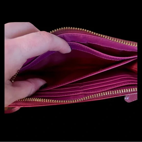 Coach Berry Colored Embossed Wristlet - Picture 6 of 9